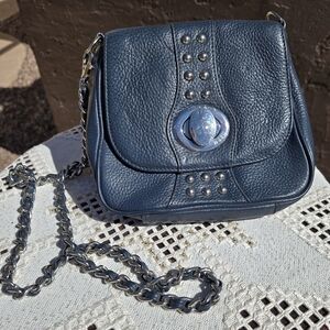Bodhi Silver Studded Leather Crossbody Bag with Chain Strap